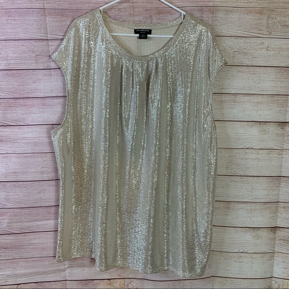 Liz Claiborne Career Women Gold Shimmer Blouse 2X - Picture 1 of 4